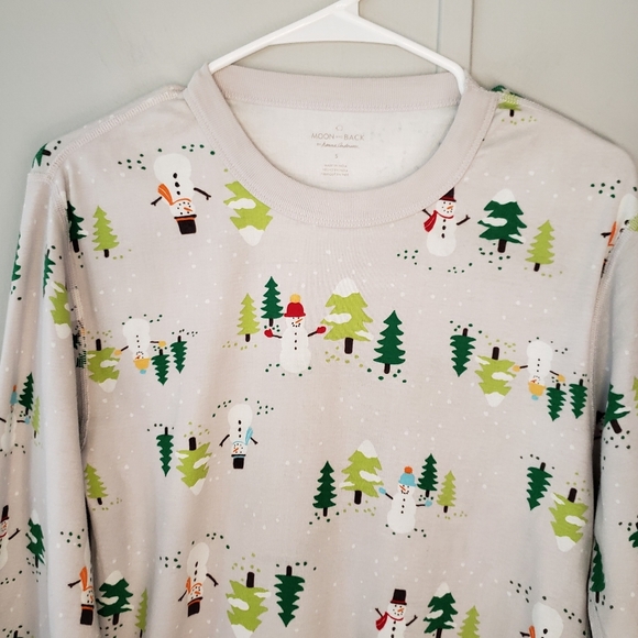 Moon and Back by Hanna Andersson Holiday Snowman Long John Pajama Top - Picture 3 of 11
